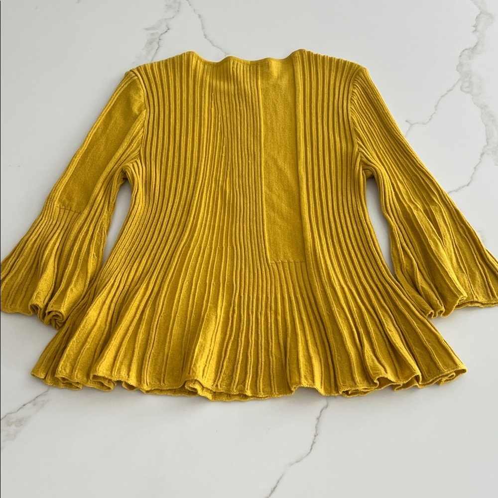 Aldo Martins Mustard Ribbed Wool Peplum Sweater - Picture 9 of 14